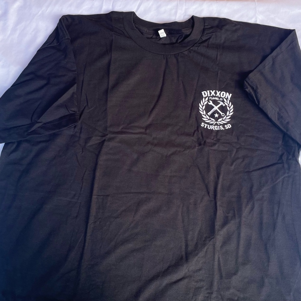 DIXXON Sturgis Flannel Co Sketchy White Crest Mens Black T-Shirt Size XL - Picture 2 of 5